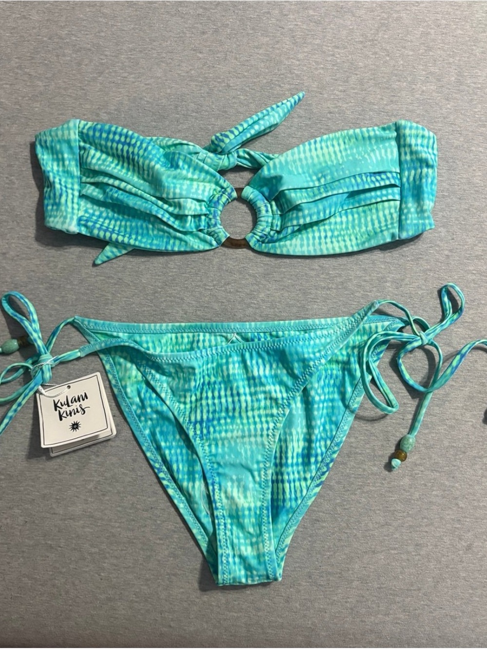 Kulani Kinis summer seas bandeau bikini top & bottoms NWT